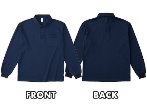 APL-269 ポケット付き長袖アクティブポロシャツ｜FRONT、BACK