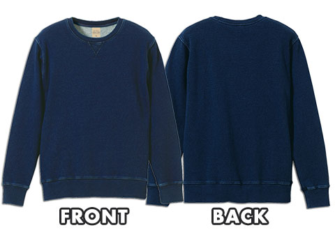 3906-01 12.2オンス　クルーネックデニムスウェット｜FRONT、BACK