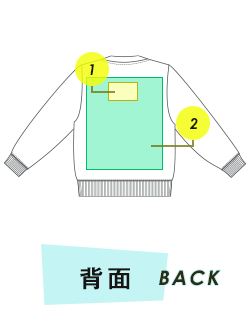 スウェット背面プリント範囲