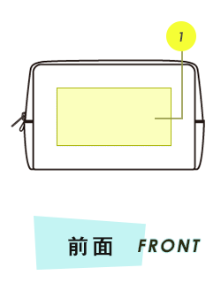 ポーチ前面プリント範囲