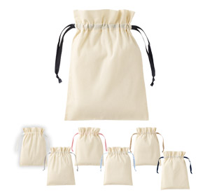 コットンカラーリボン巾着（M）