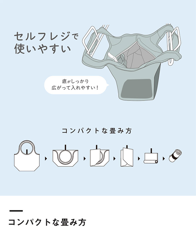 クルリト セルフレジで使いやすいコンパクトクーラーミニマルシェバッグ（SNS-0300891）コンパクトな畳み方