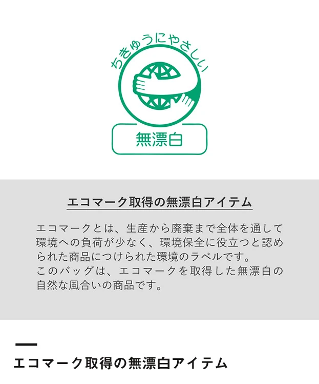 キャンバスホリデートート(S) Dカン付（SNS-0301043）エコマーク取得の無漂白アイテム
