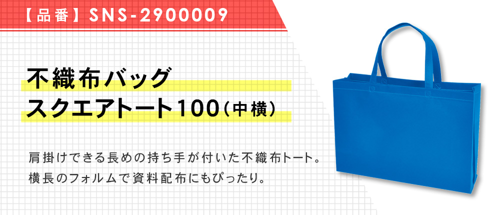不織布バッグスクエアトート100(中横)（SNS-2900009）9カラー・1サイズ