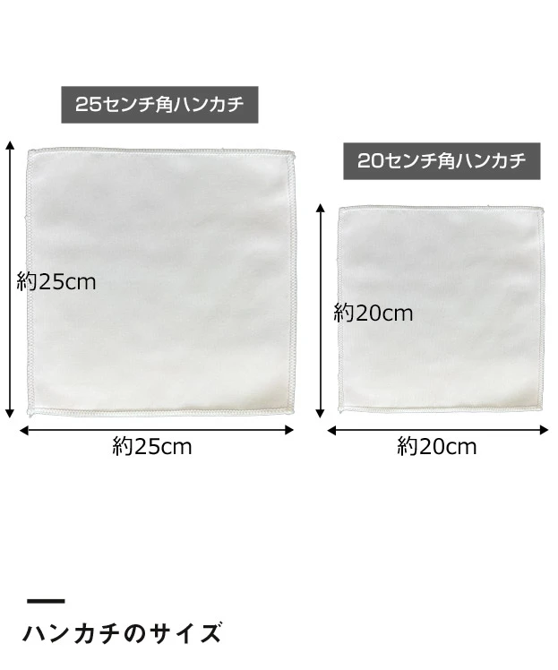 高発色ミニハンカチ ※名入れ専用商品（SNS-3200006）ハンカチのサイズ