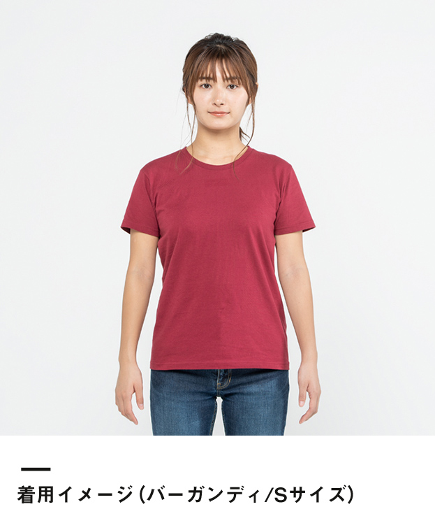 5.0オンス　ベーシックTシャツ（00086-DMT）着用イメージ（バーガンディ/Sサイズ）