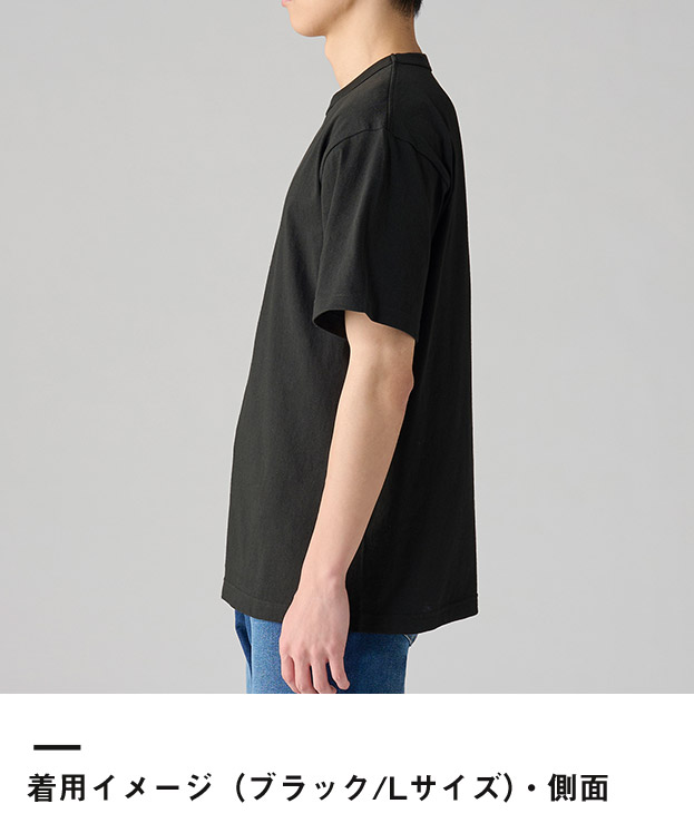 5.9オンス オープンエンドTシャツ（00087-OET）着用イメージ（ブラック／Lサイズ）側面
