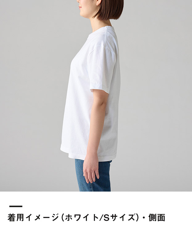 5.9オンス オープンエンドTシャツ（00087-OET）着用イメージ（ホワイト／Sサイズ）側面