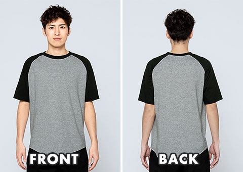 00106-CRT 5.6オンス　ヘビーウェイトラグランTシャツ｜FRONT、BACK