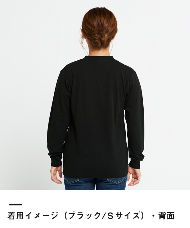 5.6オンス　ヘビーウェイトLS-Tシャツ（+リブ）（00110-CLL）着用イメージ（ブラック／Sサイズ）背面