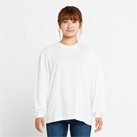 5.6オンス　ヘビーウェイトビッグLS-Tシャツ（00114-BCL）着用イメージ（ホワイト／Sサイズ）
