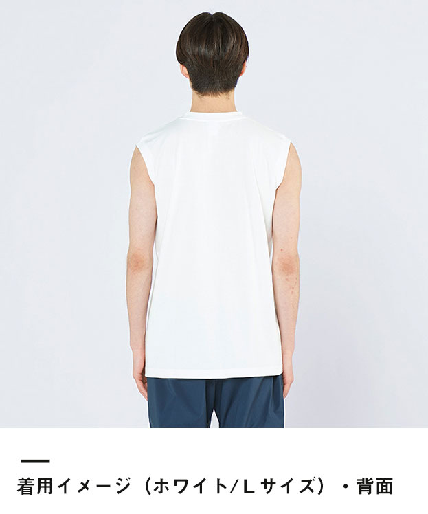 5.6オンス ヘビーウェイトスリーブレスTシャツ（00115-CNS）着用イメージ（ホワイト／Sサイズ）背面