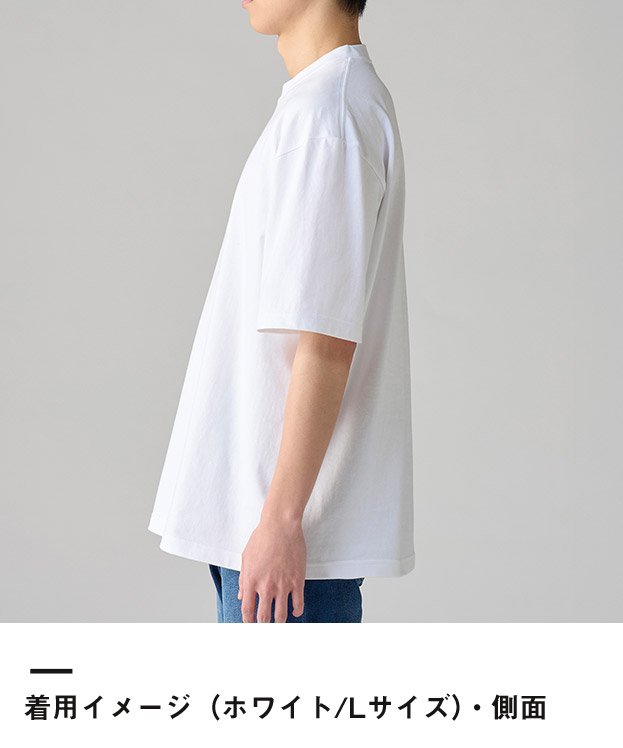 7.4オンス スーパーヘビービッグTシャツ（00147-BHV）着用イメージ（ホワイト／Lサイズ）側面