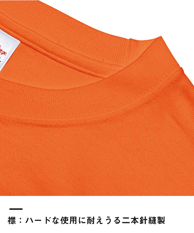 7.4オンス　スーパーヘビーTシャツ（00148-HVT）襟：ハードな使用に耐えうる二本針縫製