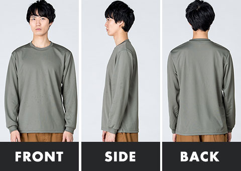 00304-ALT 4.4オンス　ドライロングスリーブTシャツ｜FRONT、SIDE、BACK