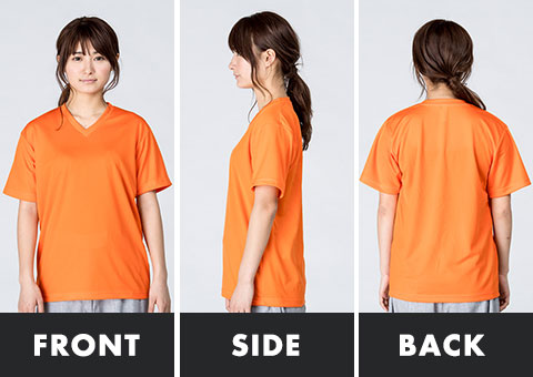 00337-AVT 4.4オンス　ドライVネックTシャツ｜FRONT、SIDE、BACK