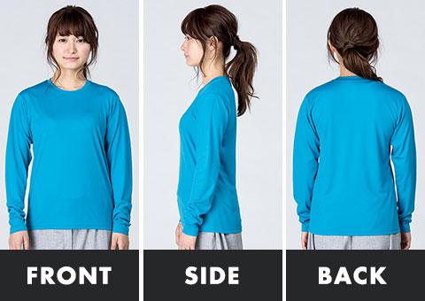 00352-AIL 3.5オンス　インターロックドライ長袖Tシャツ｜FRONT、SIDE、BACK