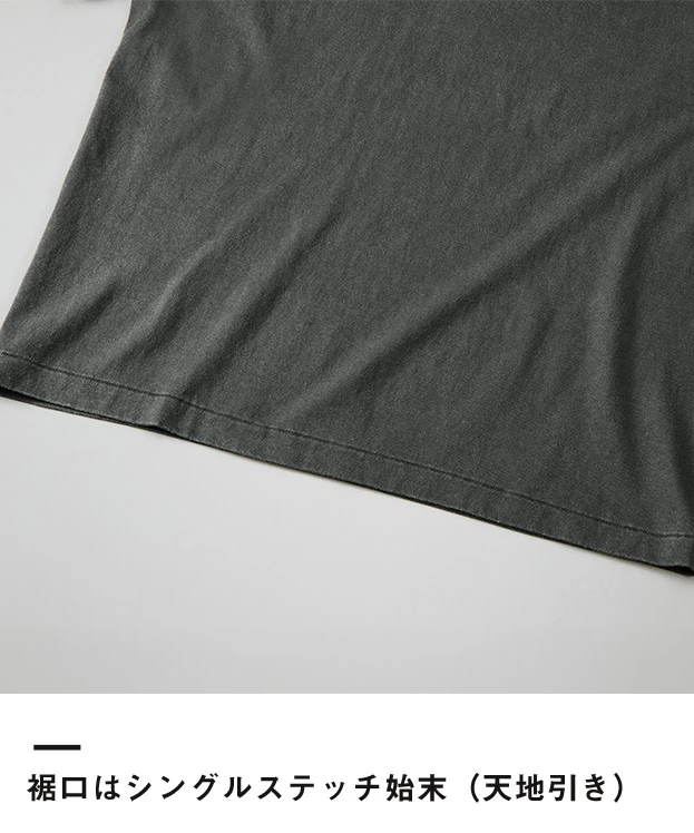 6.2オンス オープンエンド フェードウォッシュ ロングスリーブ Tシャツ（2.1インチリブ）（4231-01）袖口はシングルステッチ始末（天地引き）