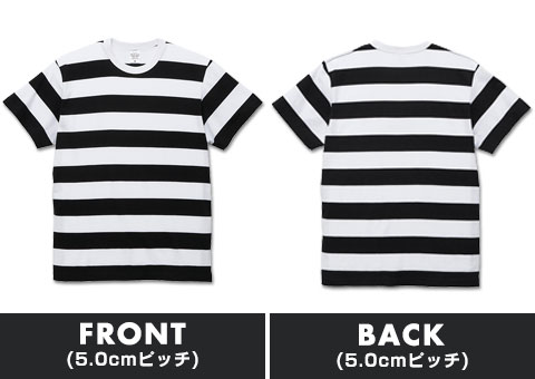 5625-01 5.6オンス ボーダーＴシャツ｜FRONT（5.0cmピッチ）、BACK（5.0cmピッチ）