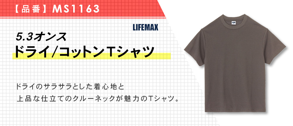 5.3オンスドライ/コットンTシャツ（MS1163）3カラー・4サイズ