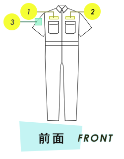 ツナギ 前面プリント範囲