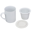 ハーブティーマグ(ティーストレイナー付)(300ml)(白)（069543）茶葉を入れるティーストレイナーとフタ付き
