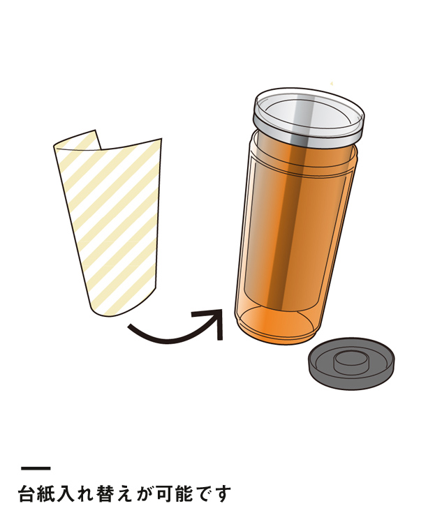 アトラス 中空ステンレスタンブラー370ml【在庫限り商品】（ACT-370）台紙入れ替えが可能です