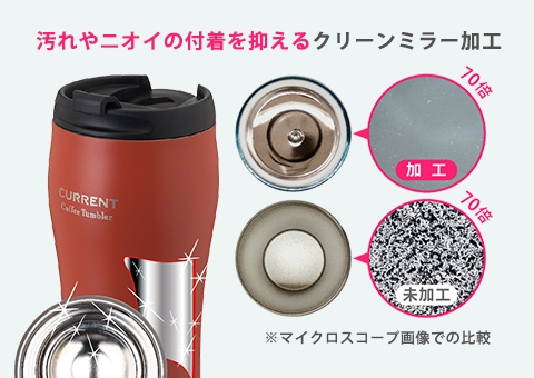 AFTN-351 アトラス CURRENT フタ付きコーヒータンブラー 350ml｜汚れやニオイの付着を抑えるクリーンミラー加工