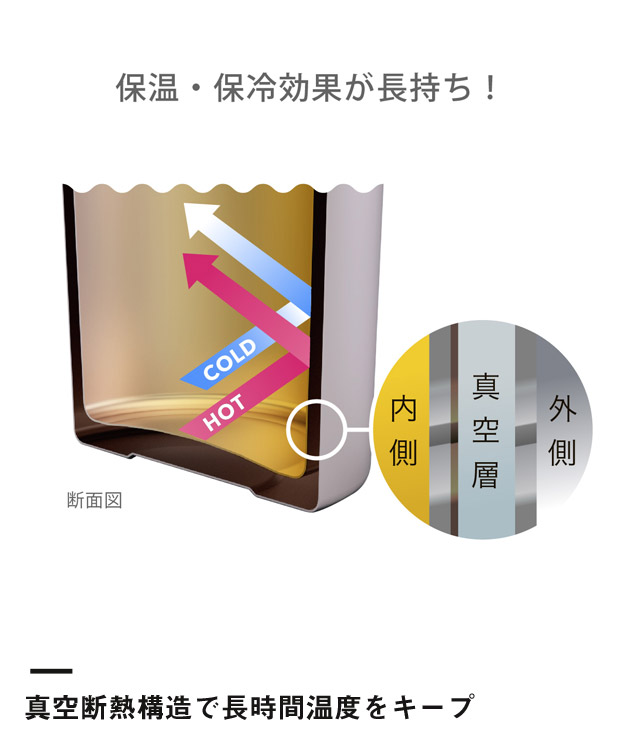 アトラス Sinqs 真空タンブラー 280ml（ASTN-280MT）真空断熱構造で長時間温度をキープ