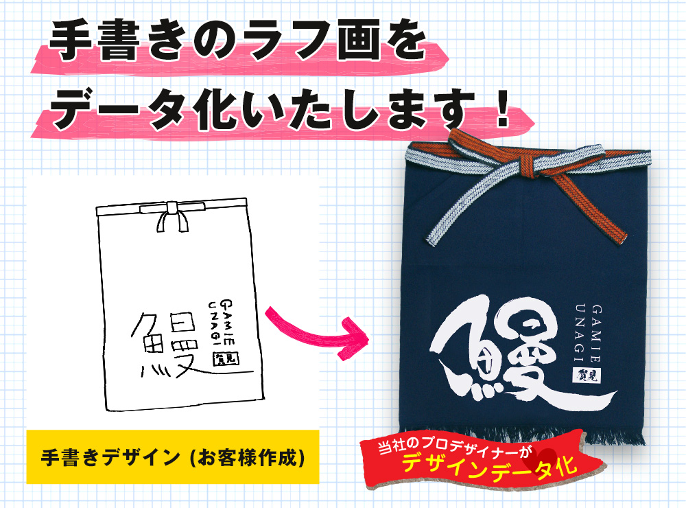 手書きのラフ画をデータ化いたします！〇お客様作成の手書きデザインを当社のプロデザイナーがデザインデータ化