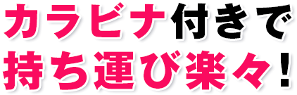 カラビナ付きで持ち運び楽々！