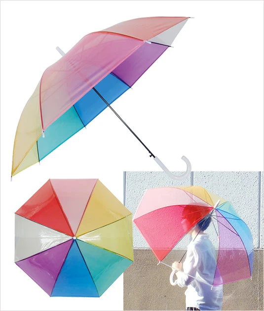 レインボーアンブレラ　クリアジャンプ｜名入れ可能
