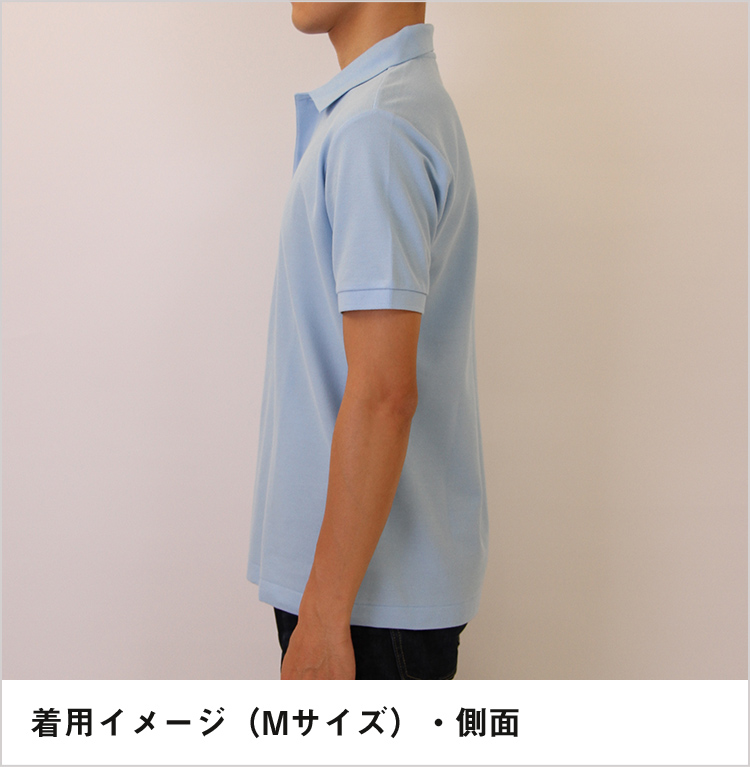 5.8オンス　T/Cポロシャツ（ポケット無し）｜着用イメージ（Mサイズ）・側面