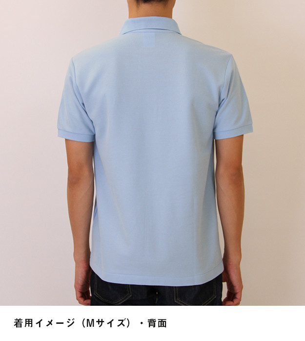 5.8オンス　T/Cポロシャツ（ポケット無し）｜着用イメージ（Mサイズ）・背面