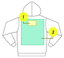 ジップパーカー印刷可能範囲（背面）